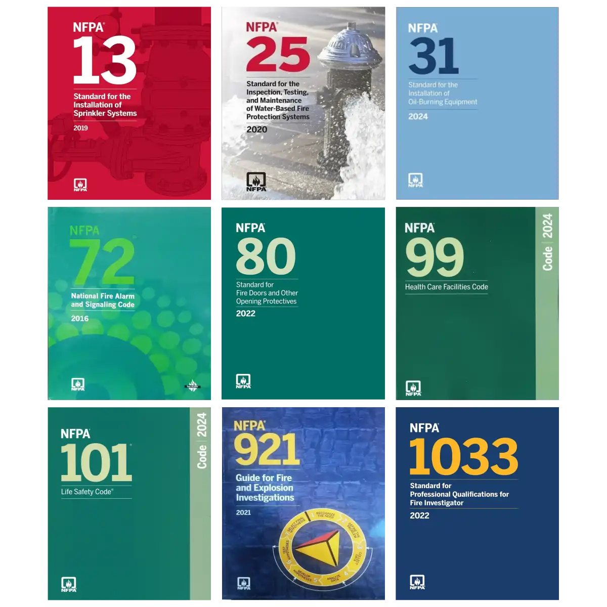 NFPA Comprehensive Standards Bundle: Sprinkler, Inspection and Testing, Oil-Burning, Fire Alarm, Fire Doors, Health Care, Life Safety and Fire Investigation