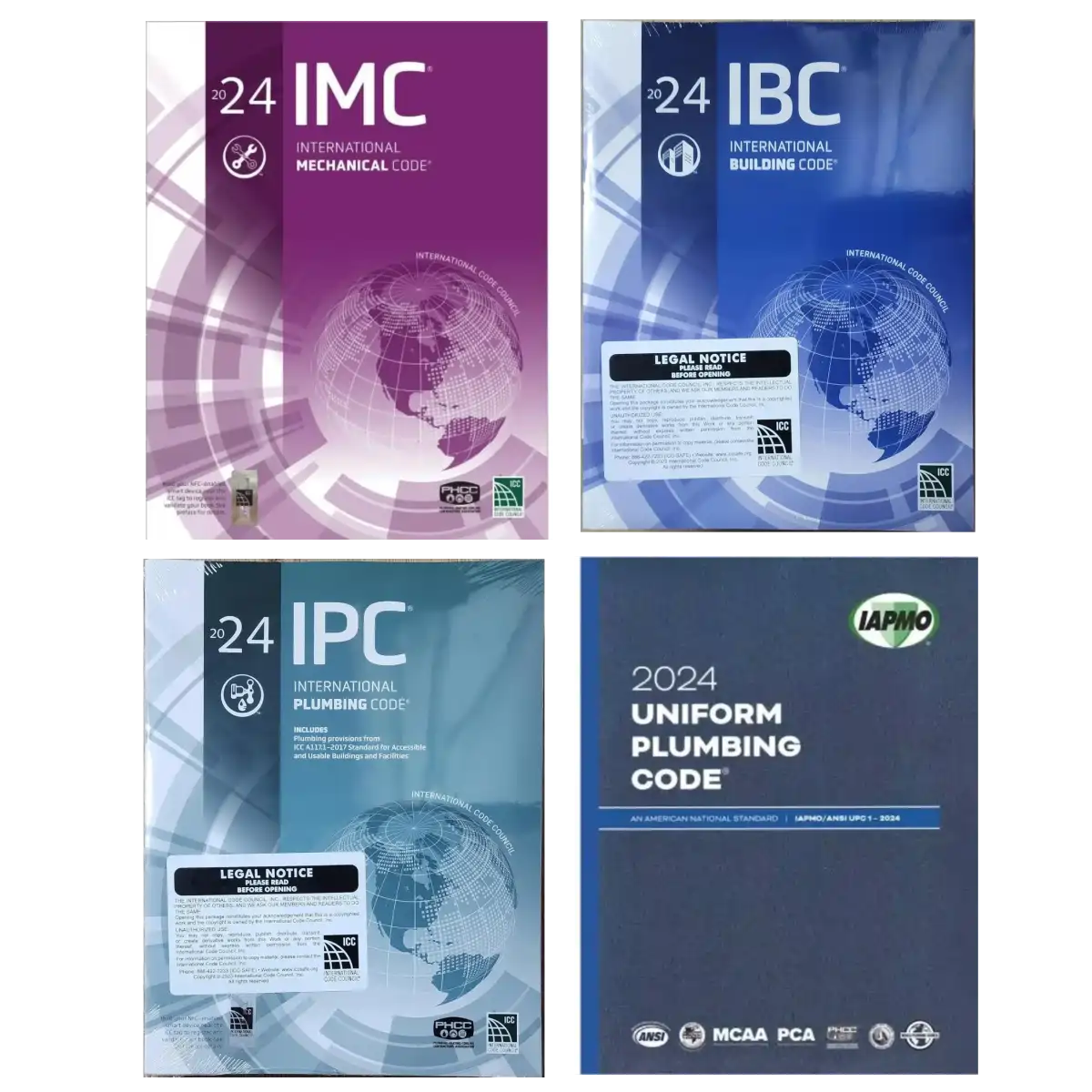2024 Code Bundle: International Building Code, International Mechanical Code, International Plumbing Code and Uniform Plumbing Code - Paperback Set