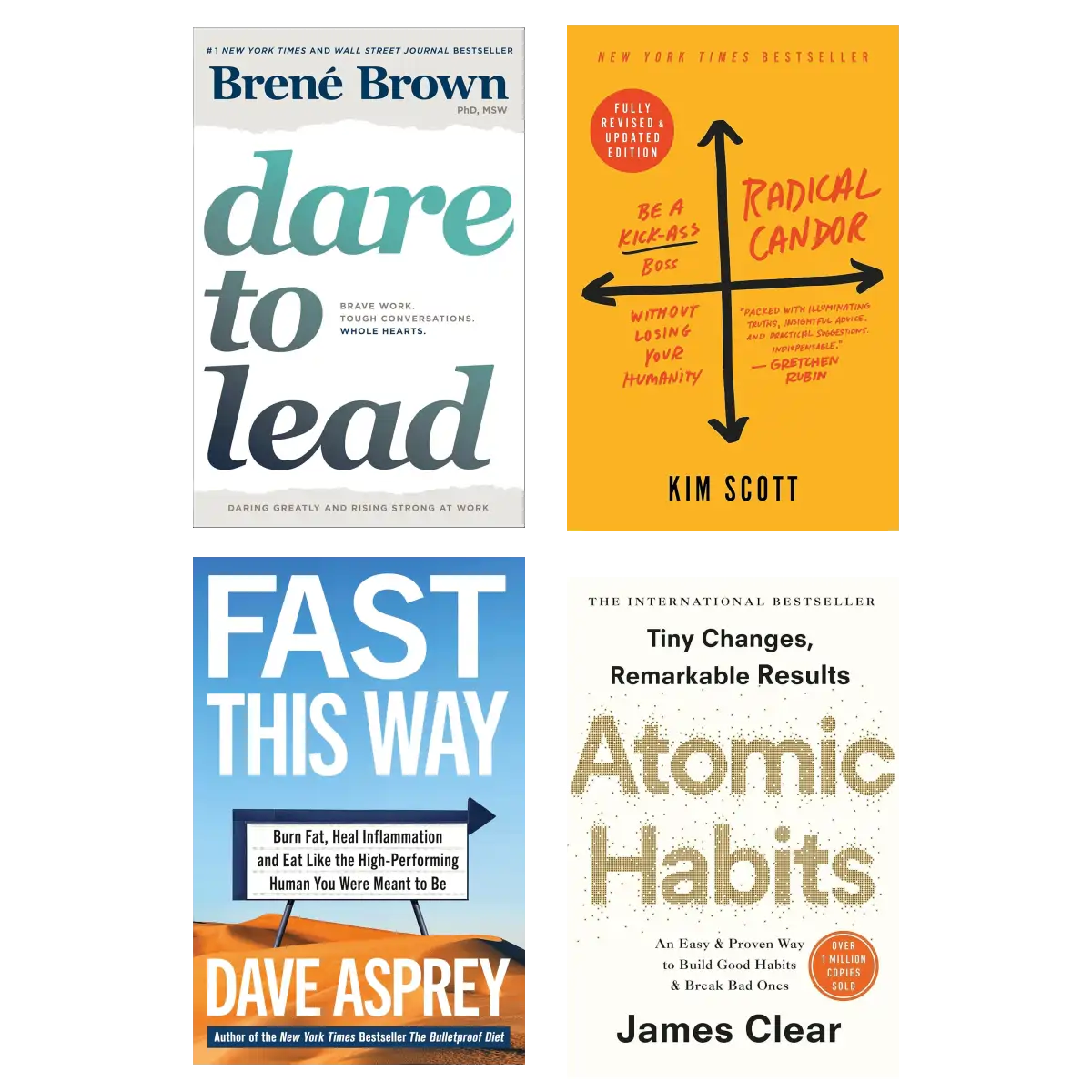 Leadership and Growth Collection: Dare to Lead, Radical Candor, Fast This Way and Atomic Habits - 4-Book Paperback Set