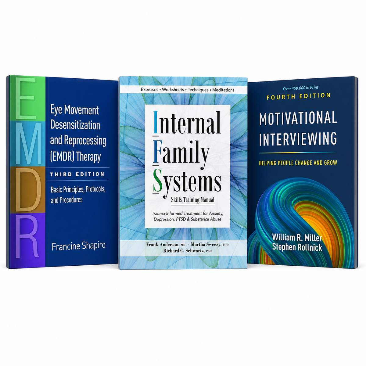 Trauma Therapy 3-Book Set - EMDR Therapy 3rd Edition, Internal Family Systems Skills Training Manual, Motivational Interviewing 4th Edition