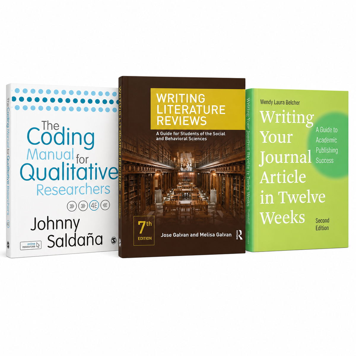 Qualitative Research and Academic Writing 3-Book Set - Coding Manual 4th Edition, Writing Literature Reviews 7th Edition, Journal Article in Twelve Weeks 2nd Edition