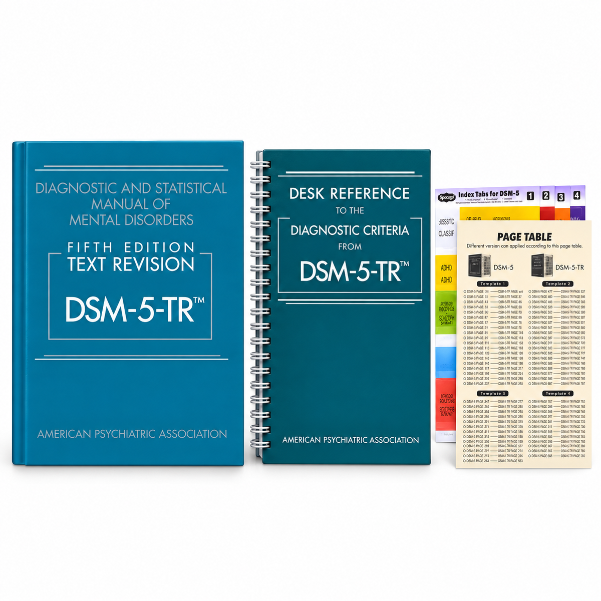 DSM-5-TR Hardcover with Color-Coded Tabs & Spiral Desk Reference