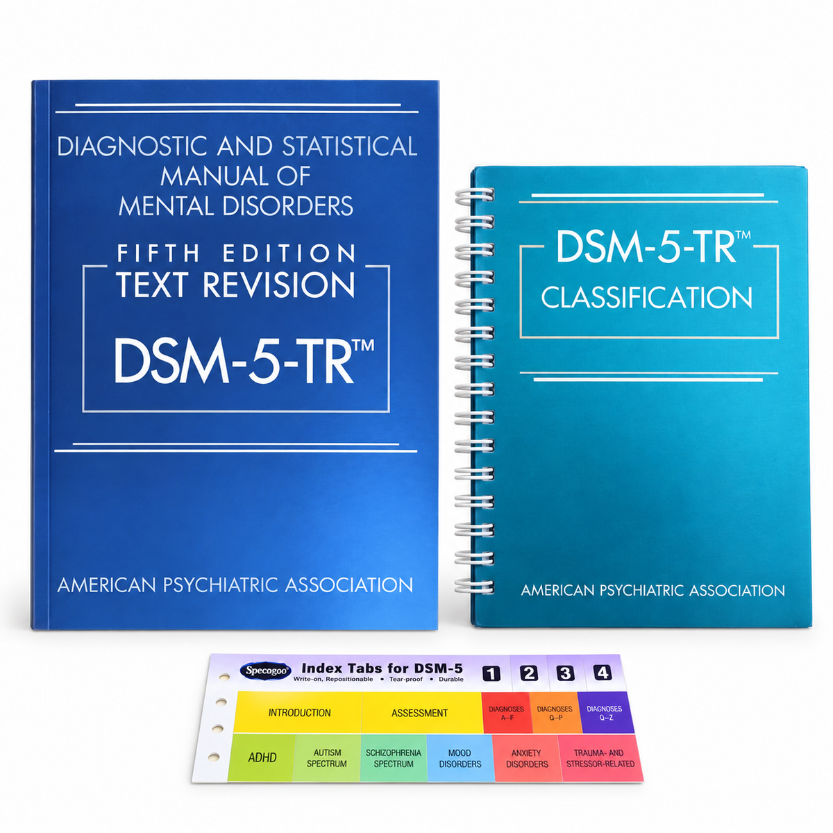 DSM-5-TR Paperback with Color-Coded Tabs & Spiral Classification