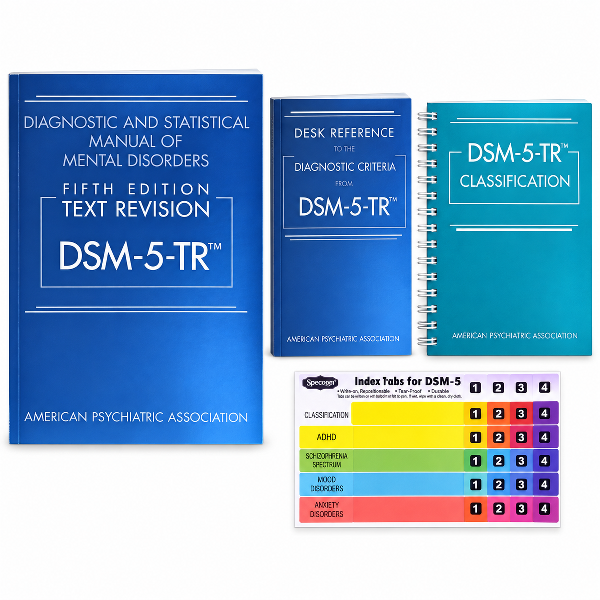 DSM-5-TR Paperback with Tabs, Desk Reference Paperback & Spiral Classification