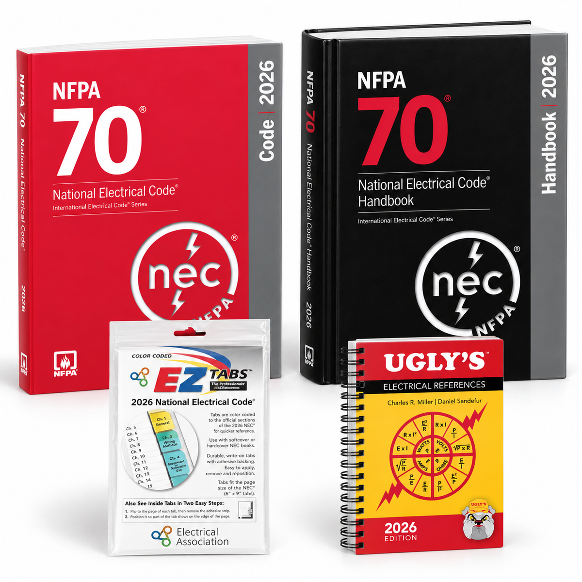 NEC 2026 Paperback, EZ Tabs, Ugly’s & NEC Handbook