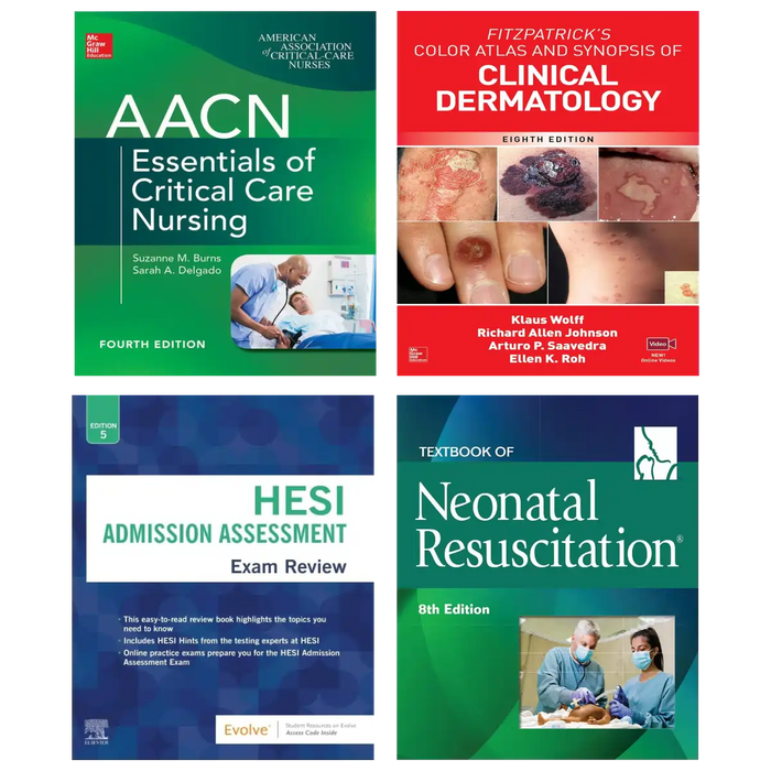 Nursing Clinical Bundle – AACN Critical Care + Fitzpatrick Dermatology + HESI Admission Assessment + Neonatal Resuscitation