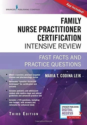 Family Nurse Practitioner Certification Intensive Review, 3rd Edition: Fast Facts and Practice Questions