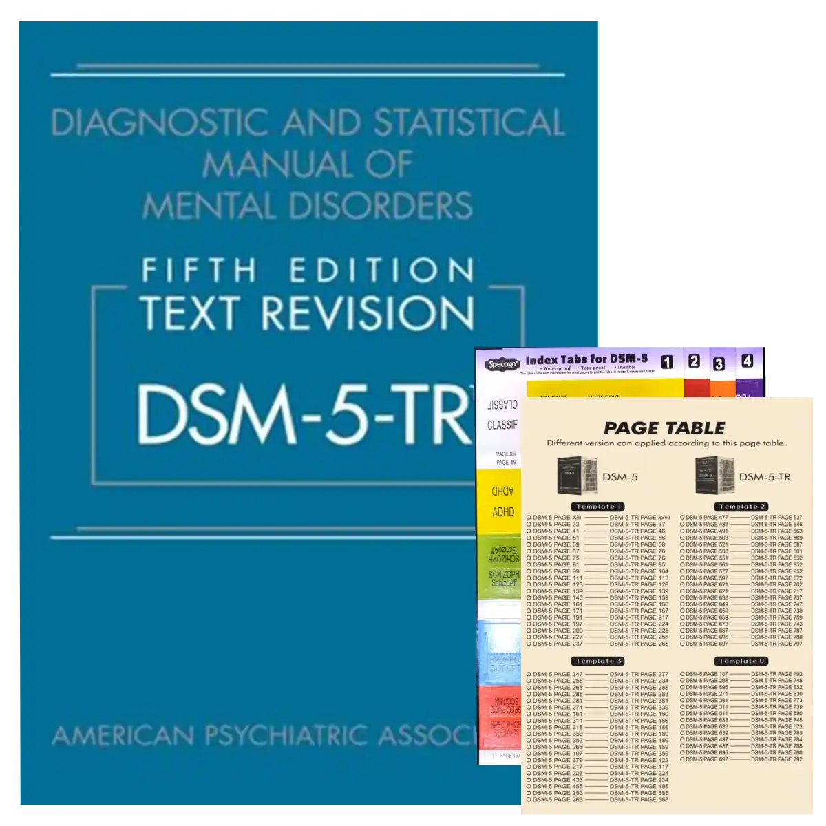 DSM-5-TR Diagnostic and Statistical Manual, Hardcover Edition with Page Table Mapping Tabs
