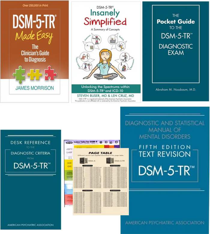 DSM-5-TR Professional Set – DSM-5-TR-Main Manual-Paperback+ Clinician's Made Easy + Insanely Simplified Concepts + Pocket
