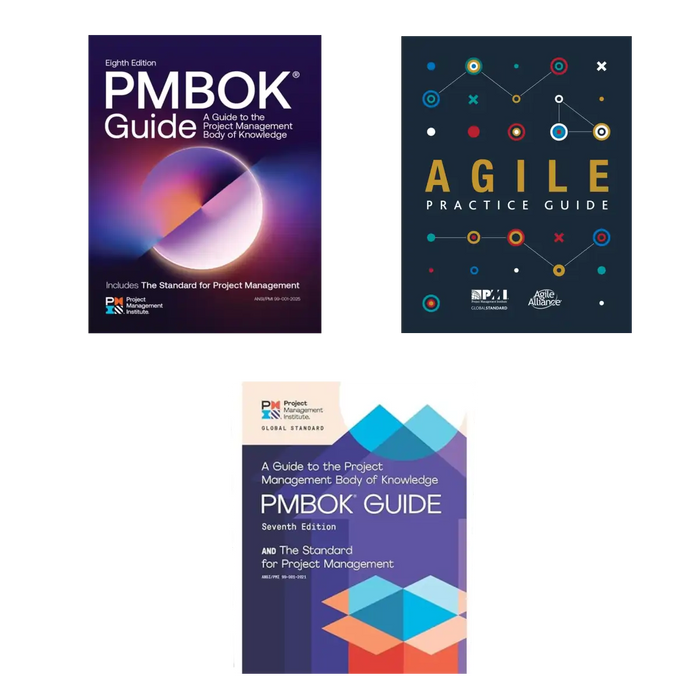 Ultimate PMI Standards Combo: PMBOK 7th & 8th Editions with Agile Practice Guide for Exam & Career Growth book cover