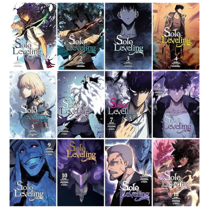 Solo Leveling Manga Series - Vol. 1 to 12 (12 Books Set Collection in Full Color) by Chugong - Paperback book cover