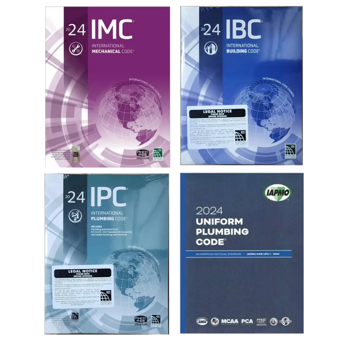 Complete 2024 Building & Fire Standards Bundle (IBC 2024 + IMC 2024 + IPC 2024 + UPC 2024) - (PB) book cover