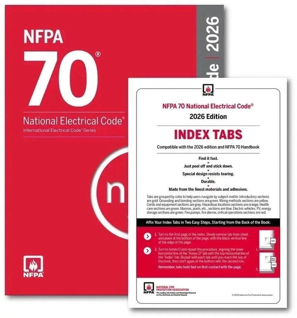 NFPA 70 National Electrical Code (NEC) 2026 Edition with Color-Coded Index Tabs