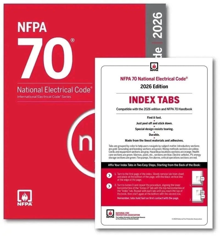 NFPA 70 National Electrical Code (NEC) 2026 Edition with Color-Coded Index Tabs