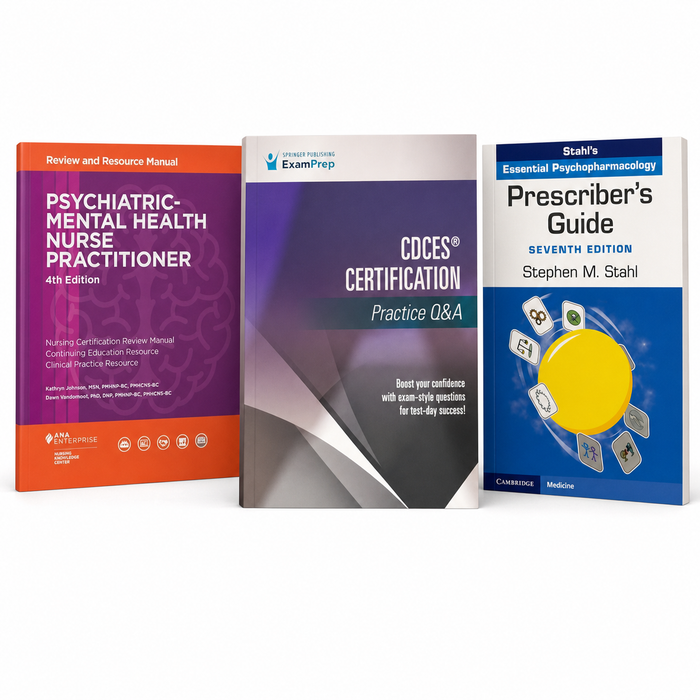 Psychiatric Nurse Practitioner 3-Book Set - PMHNP Review and Resource Manual 4th Edition, CDCES Certification Practice Questions, Stahl's Prescriber's Guide 7th Edition