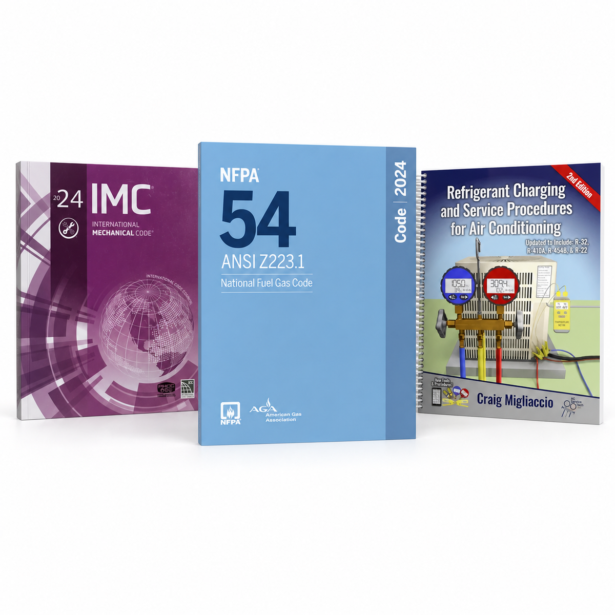 HVAC and Mechanical Code 3-Book Set - 2024 International Mechanical Code, NFPA 54 National Fuel Gas Code 2024, Refrigerant Charging and Service Procedures 2nd Edition