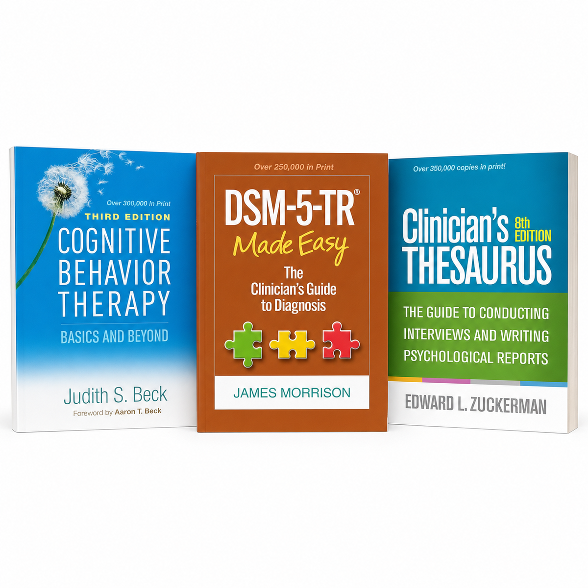 Clinical Psychology 3-Book Set - Cognitive Behavior Therapy Basics and Beyond 3rd Edition, DSM-5-TR Made Easy, Clinician's Thesaurus 8th Edition