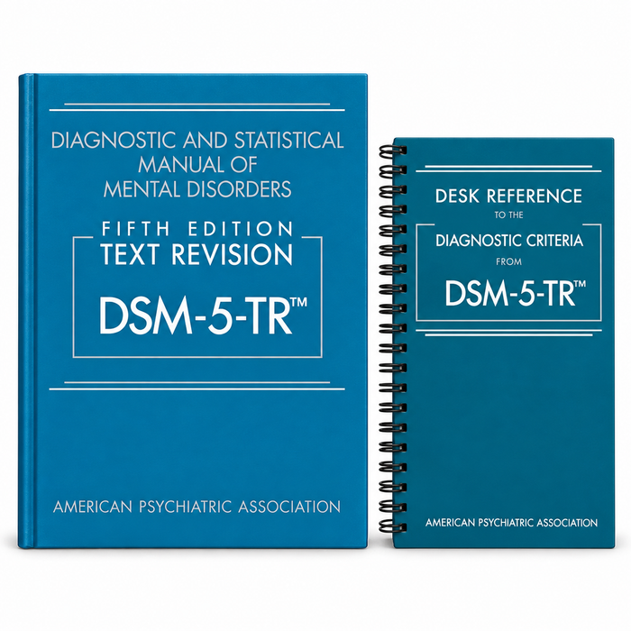 DSM-5-TR hardcover manual and spiral-bound Desk Reference to the Diagnostic Criteria from DSM-5-TR, two-book set