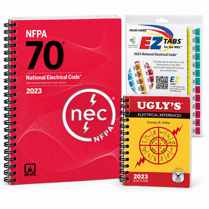NFPA NEC 2023 spiral bound codebook with loose EZ tabs, spiral Ugly’s 2023
