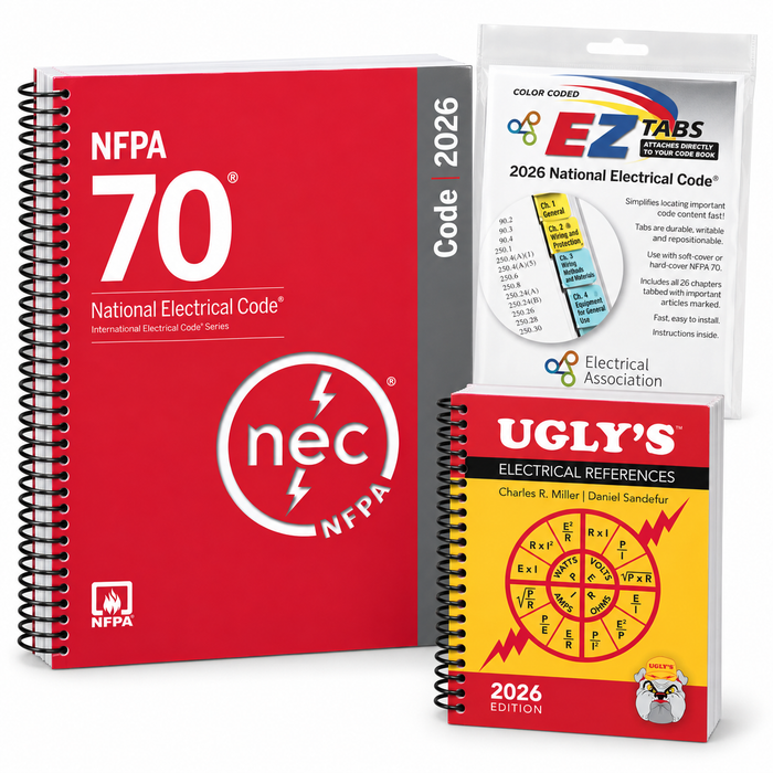 NFPA NEC 2026 spiral bound codebook with loose EZ tabs, spiral Ugly’s 2026