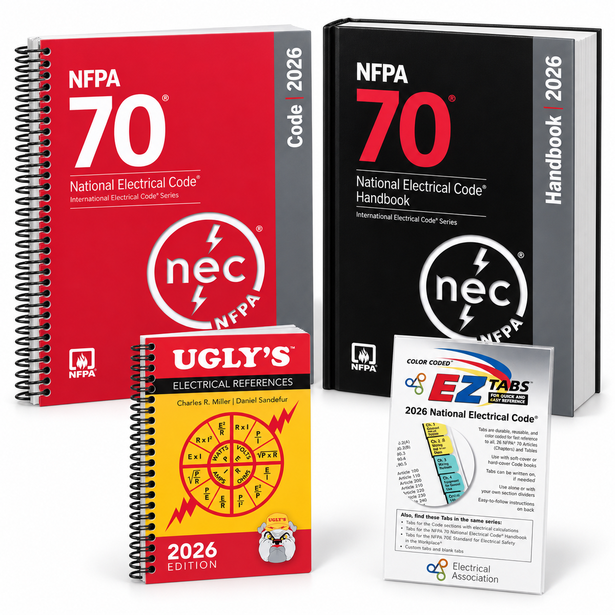 NEC 2026 Spiral Bound, EZ Tabs, Ugly’s & NEC Handbook