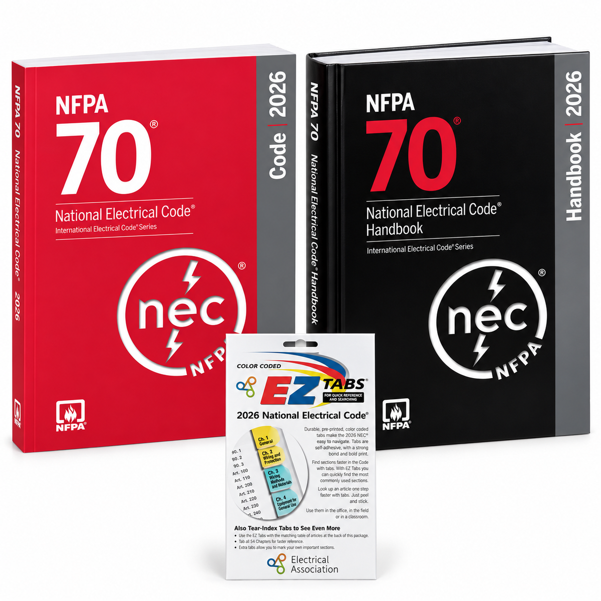 NEC 2026 Paperback with EZ Tabs & Hardcover NEC Handbook