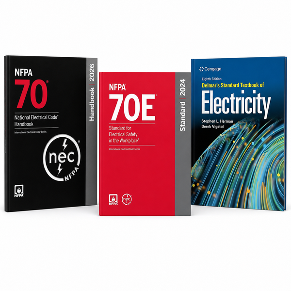 Electrical Code 3-Book Set - NFPA 70 National Electrical Code Handbook 2026, NFPA 70E 2024, Delmar's Standard Textbook of Electricity 8th Edition